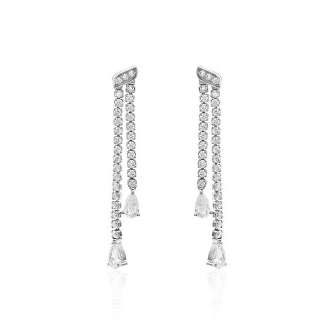Boucles D'oreilles Pendantes Isalis Argent Blanc Oxyde De Zirconium - Boucles d'oreilles fantaisie Femme | Histoire d’Or