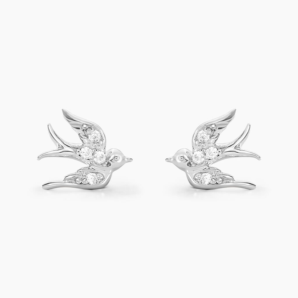 Boucles D'oreilles Puces Marilla Argent Blanc Oxyde De Zirconium - Boucles d'oreilles fantaisie Femme | Histoire d’Or