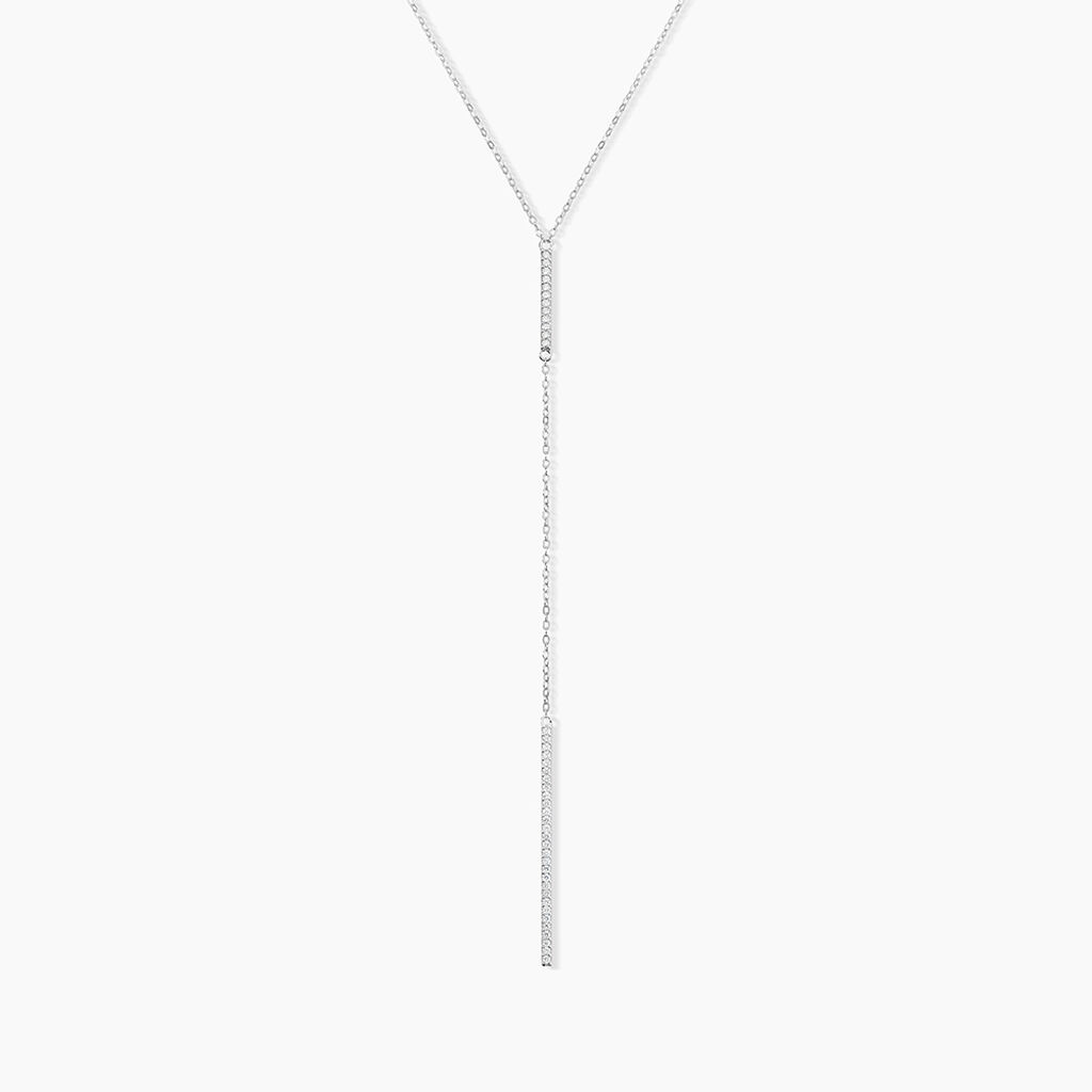 Collier De Dos Ou Sautoir Argent Blanc Indigo Oxyde De Zirconium - Sautoirs Femme | Histoire d&rsquo;Or