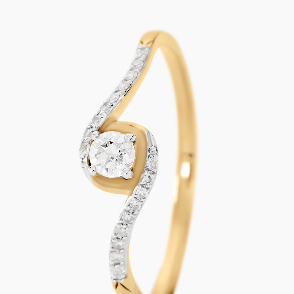 Bague Vrille Accompagnee Or Jaune Diamant - Bagues solitaires Femme | Histoire d’Or