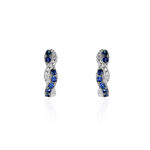 Boucles D'oreilles Puces Ligera Or Blanc Saphir Et Diamant - Clous d'oreilles Femme | Histoire d&rsquo;Or