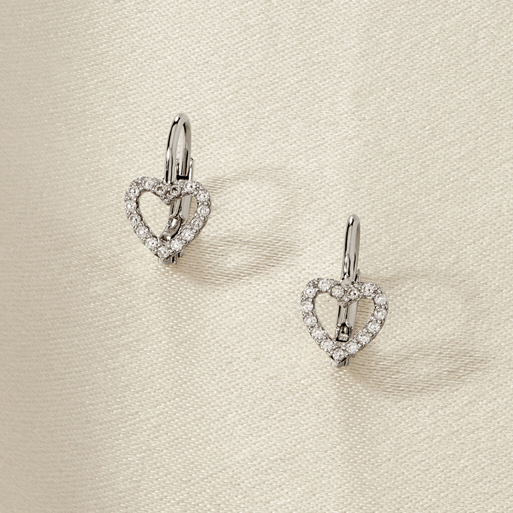 Boucles D'oreilles Pendantes Elisene Argent Blanc Oxyde De Zirconium - Boucles d'oreilles fantaisie Femme | Histoire d’Or