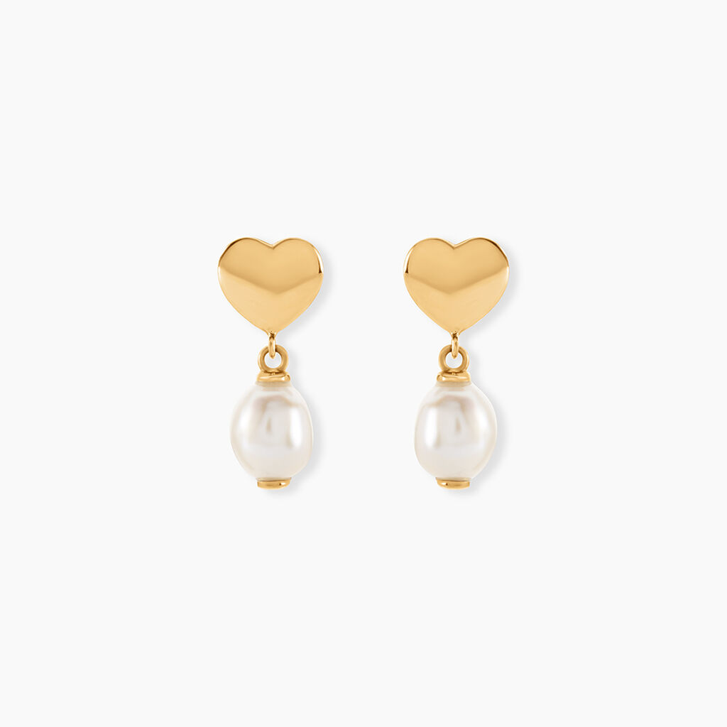 Boucles D'Oreilles Pendantes Loving Pearl Or Jaune Perles - Boucles d'oreilles pendantes Femme | Histoire d&rsquo;Or
