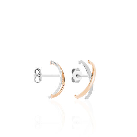 Cr&eacute;oles Bleona Croisees Or Bicolore - Boucles d'oreilles cr&eacute;oles Femme | Histoire d&rsquo;Or