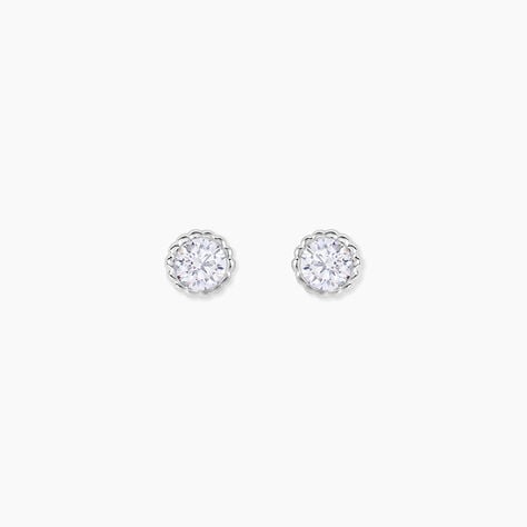 Boucles D'oreilles Puces Kadidia Or Blanc Oxyde De Zirconium - Clous d'oreilles Femme | Histoire d’Or