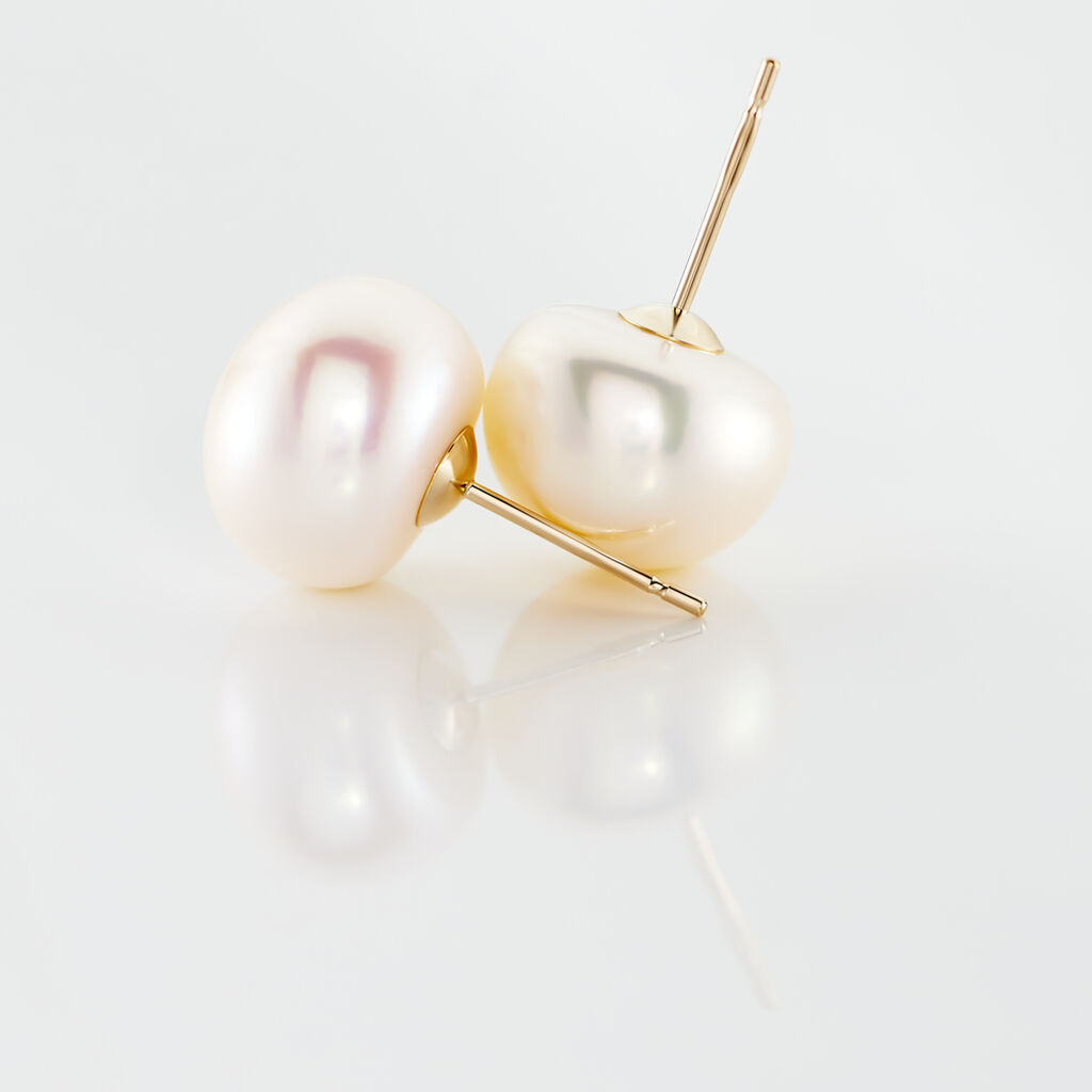 Boucles D'oreilles Puces Ursulina Or Jaune Perle De Culture - Clous d'oreilles Femme | Histoire d’Or