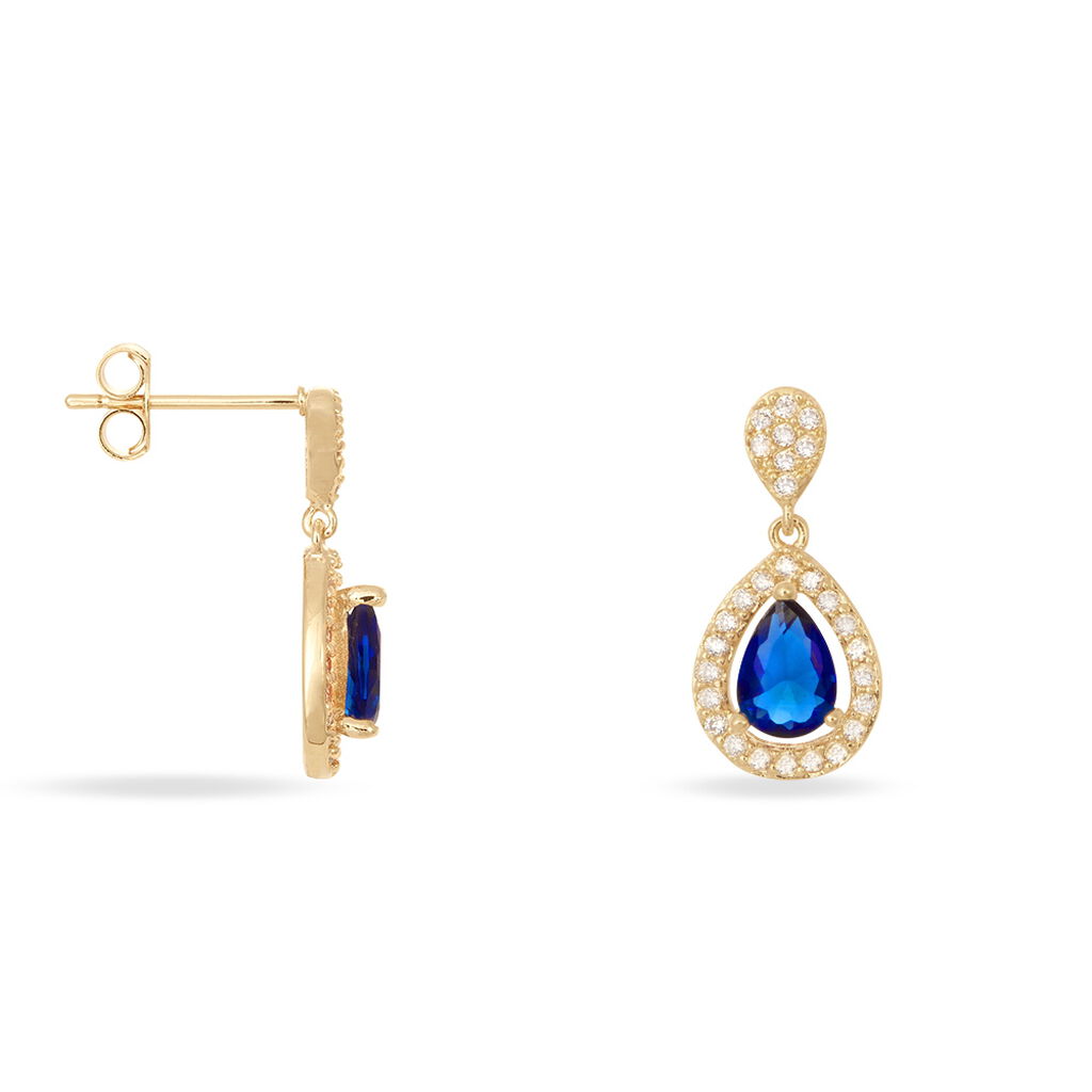 Boucles D'oreilles Pendantes Brigita Plaqué Or Pierre De Synthese - Boucles d'oreilles fantaisie Femme | Histoire d’Or