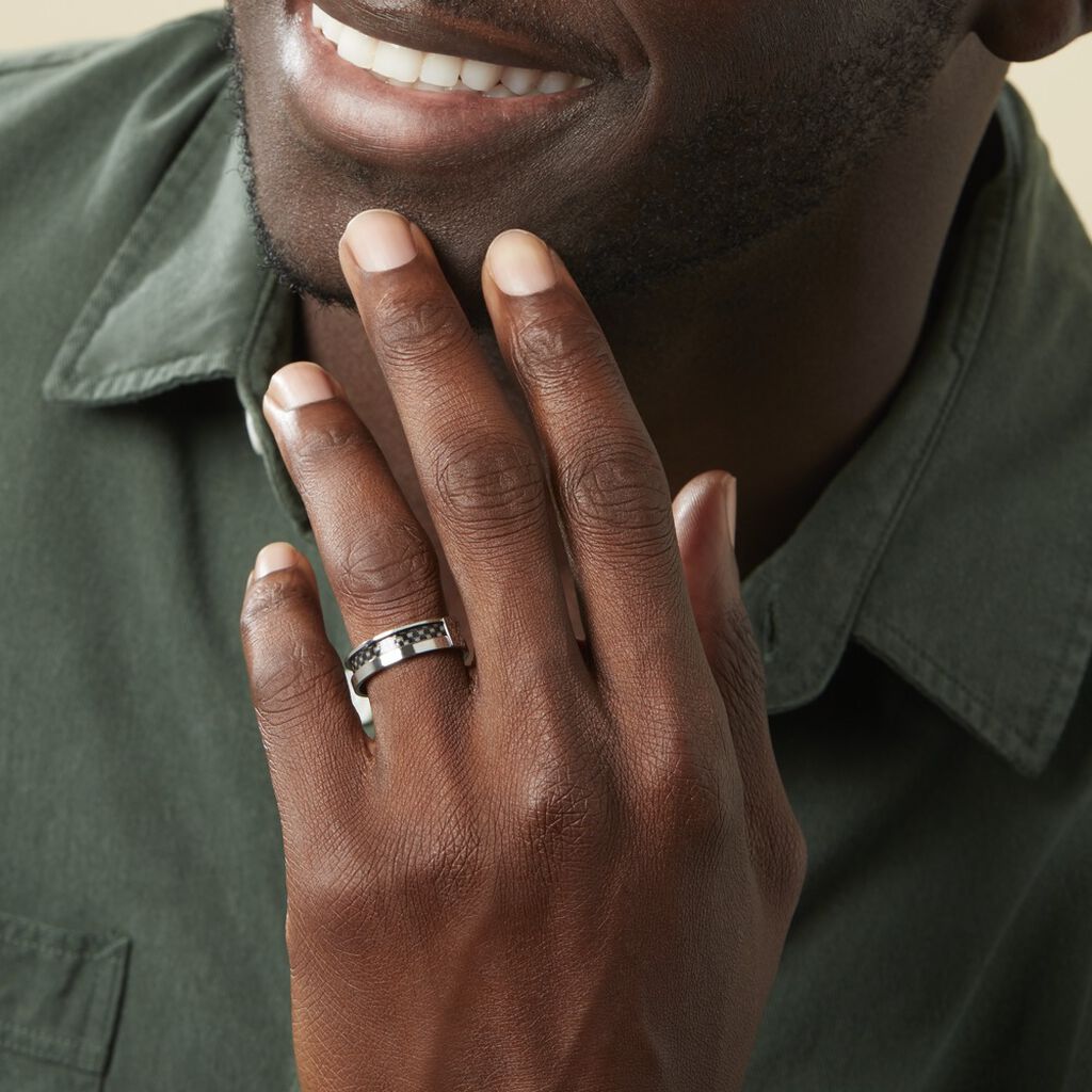 Bague Karly Acier Blanc - Bagues fantaisie Homme | Histoire d’Or