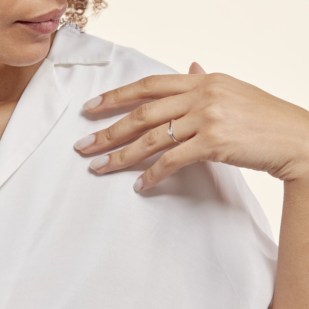Bague Solitaire Natalia Or Blanc Diamant - Bagues solitaires Femme | Histoire d&rsquo;Or