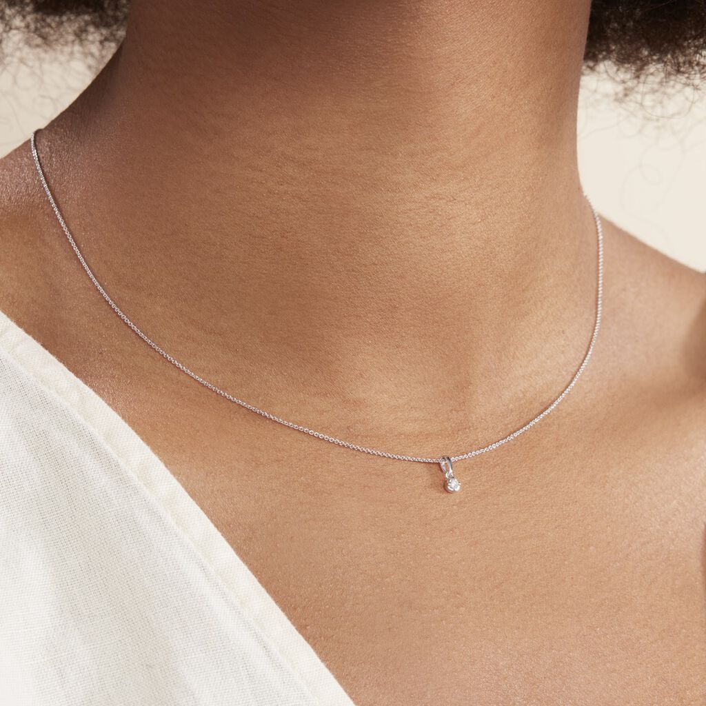 Collier Cicelie Or Blanc Diamant - Colliers Femme | Histoire d’Or