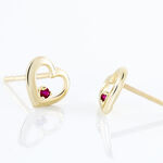 Boucles D'oreilles Puces Martella Or Jaune Rubis - Clous d'oreilles Femme | Histoire d&rsquo;Or