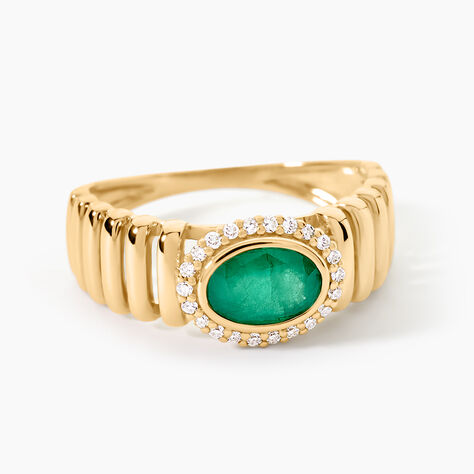 Bague Heritage Or Jaune Emeraude Diamant - Bagues solitaires Femme | Histoire d&rsquo;Or