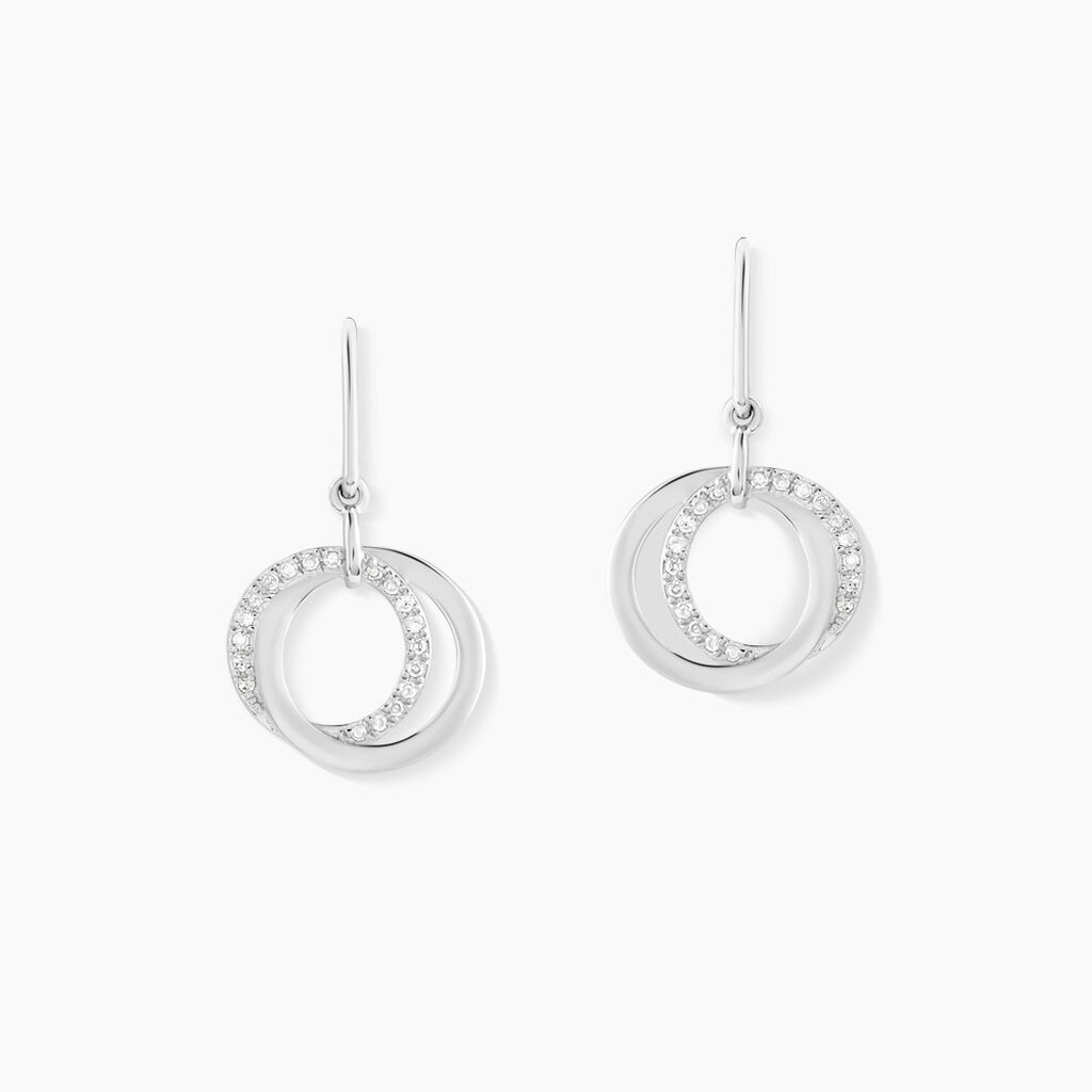 Boucles D'oreilles Pendantes Or Blanc Tresha Diamants - Boucles d'oreilles pendantes Femme | Histoire d’Or