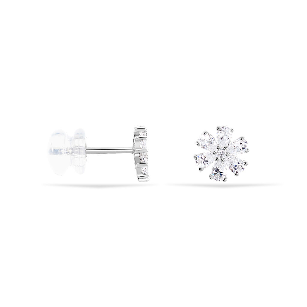 Boucles D'oreilles Puces Maelane Or Blanc Oxyde De Zirconium - Clous d'oreilles Femme | Histoire d’Or
