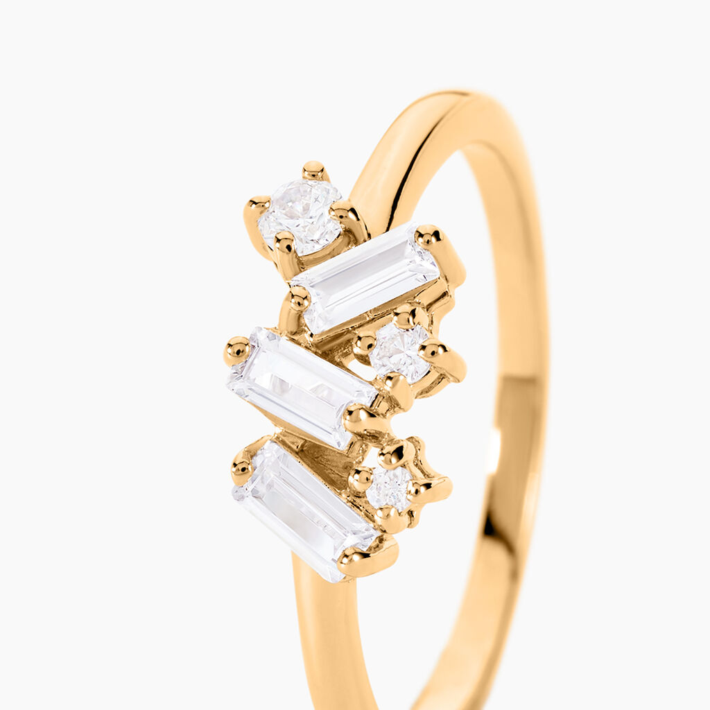Bague Jardins D'hiver Plaqué Or Jaune Oxyde De Zirconium - Bagues avec pierre Femme | Histoire d’Or