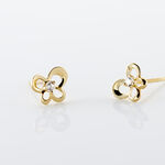 Boucles D'oreilles Puces Cathy Fleur Or Jaune Oxyde De Zirconium - Clous d'oreilles Famille | Histoire d&rsquo;Or