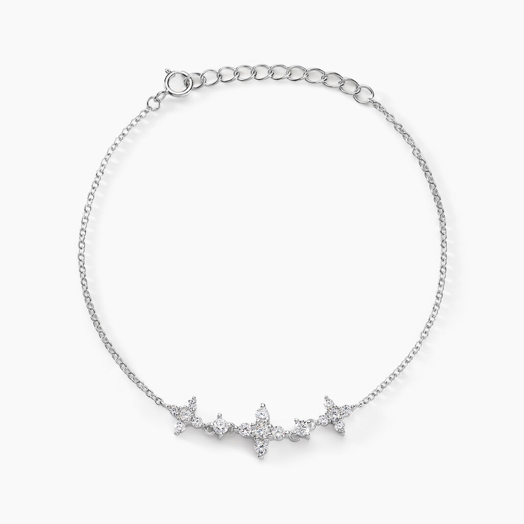 Bracelet Midnight Flower Argent Blanc Oxyde De Zirconium