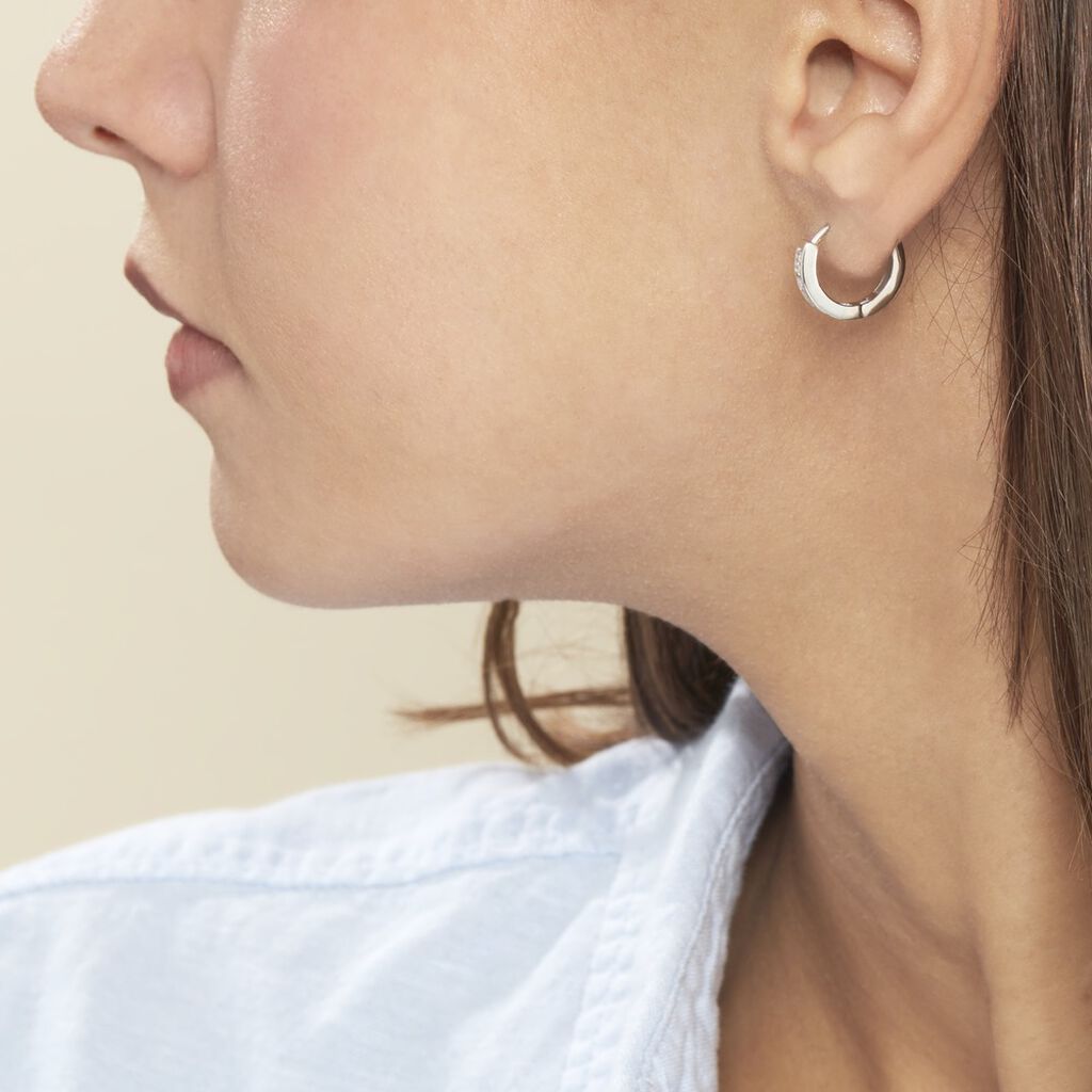 Créoles Anne-sixtine Argent Blanc Oxyde De Zirconium - Boucles d'oreilles créoles Femme | Histoire d’Or