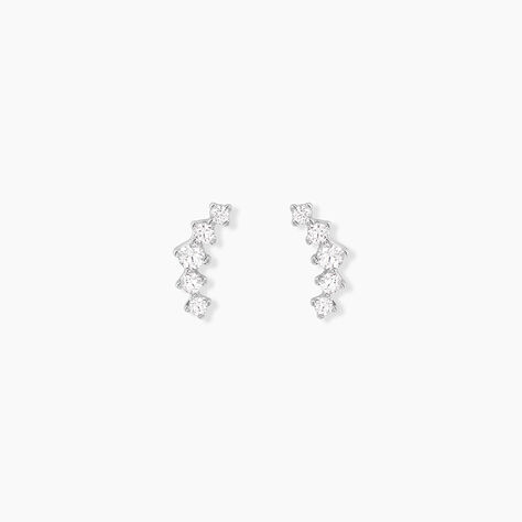 Boucles D'oreilles Puces Elinore Argent Blanc Oxyde De Zirconium - Boucles d'oreilles fantaisie Femme | Histoire d&rsquo;Or