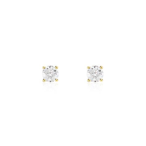 Boucles D'oreilles Puces One Or Jaune Diamants - Clous d'oreilles Femme | Histoire d&rsquo;Or