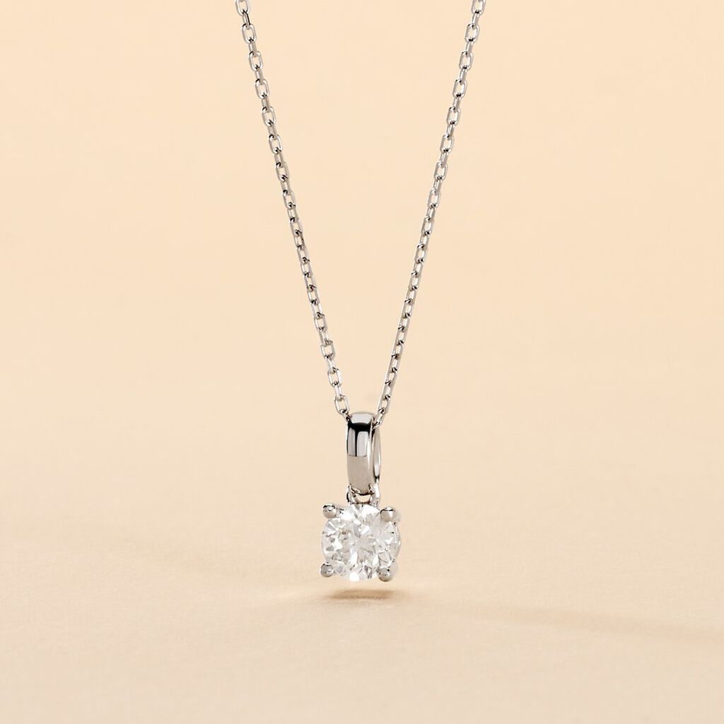 Pendentif Solitaire One Or Blanc Diamant - Pendentifs Femme | Histoire d&rsquo;Or