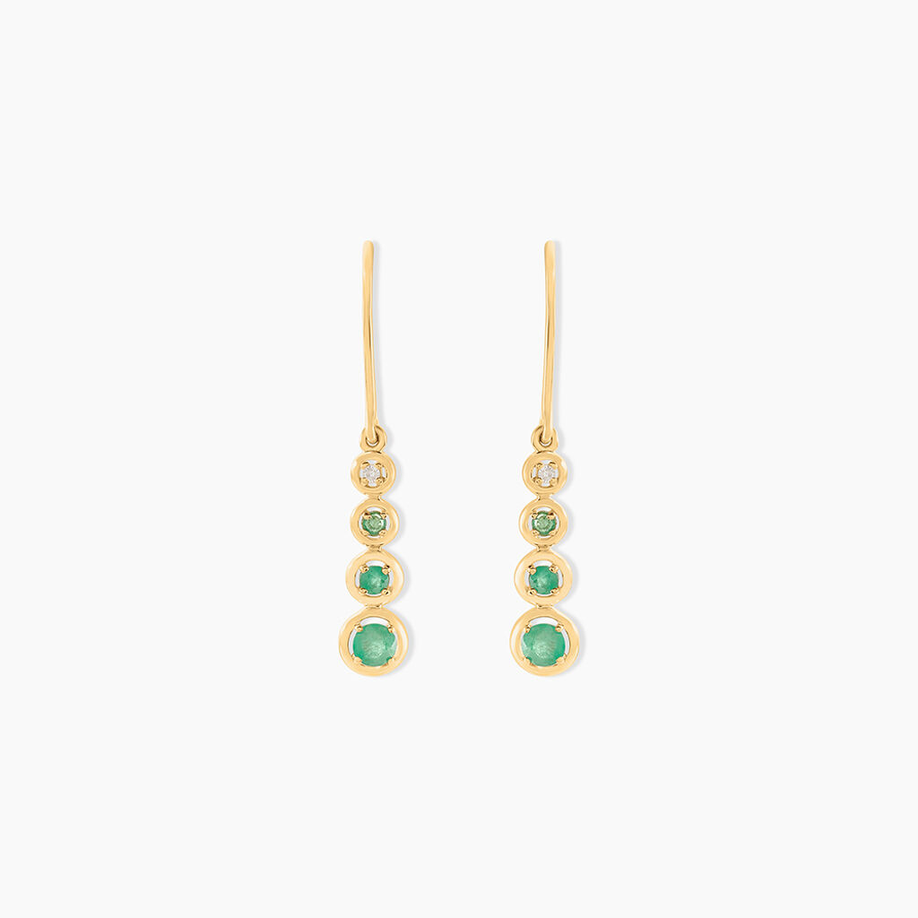 Boucles D'oreilles Pendantes Josephine Or Jaune Emeraude - Boucles d'oreilles pendantes Femme | Histoire d’Or