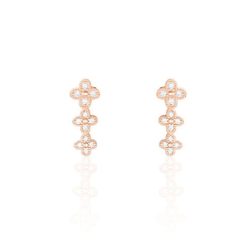 Boucles D'oreilles Grimpantes Angellina Argent Rose Oxyde De Zirconium - Boucles d'oreilles fantaisie Femme | Histoire d’Or