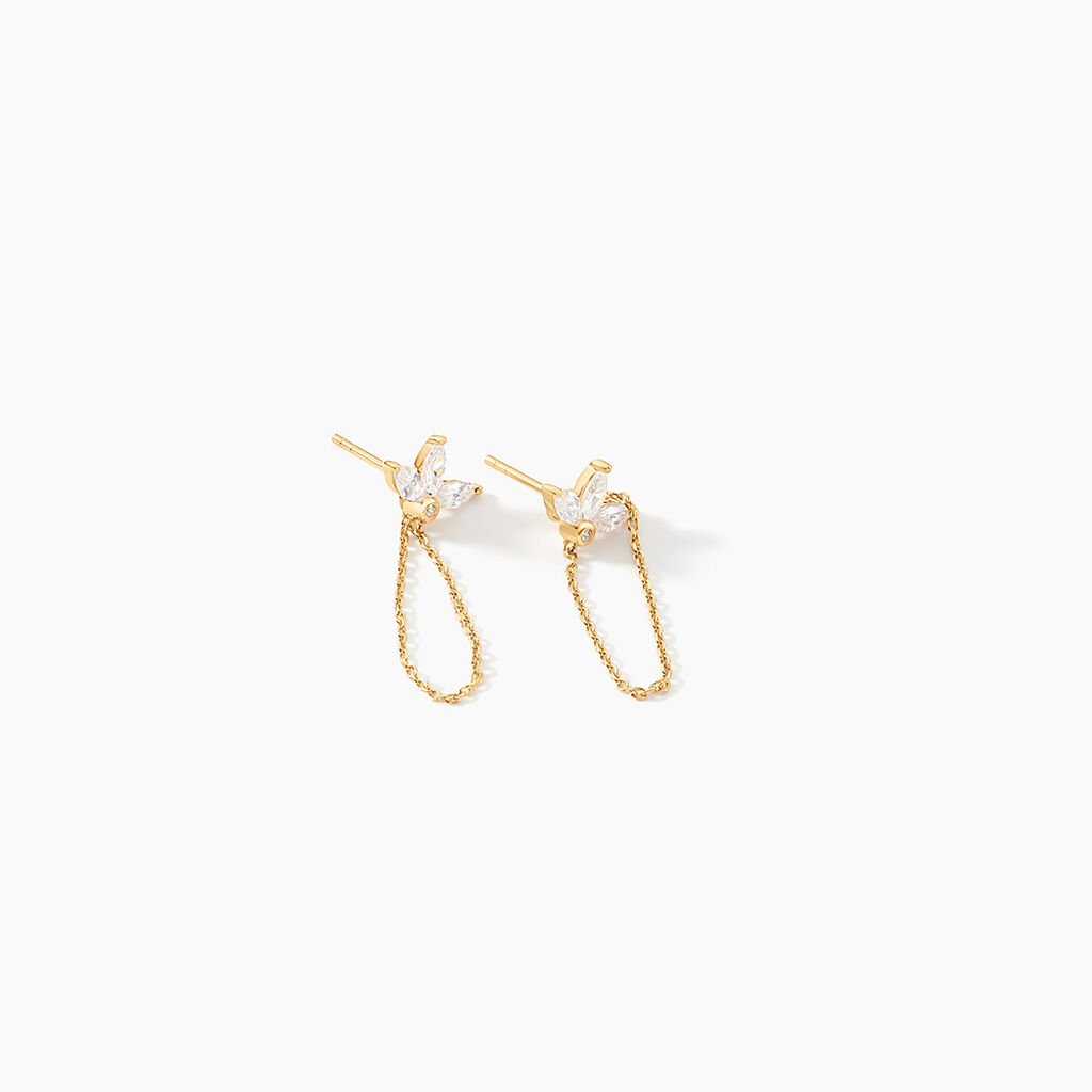 Boucles D'oreilles Pendantes Tiara Or Jaune Oxyde De Zirconium - Boucles d'oreilles pendantes Femme | Histoire d’Or
