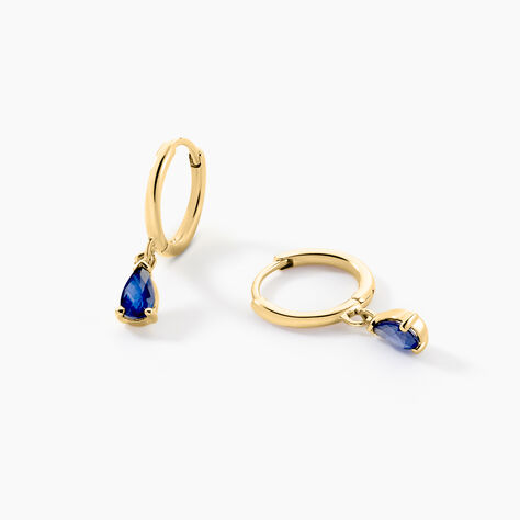 Creoles Pluie D'Eclat Or Jaune Saphir - Boucles d'oreilles cr&eacute;oles Femme | Histoire d&rsquo;Or