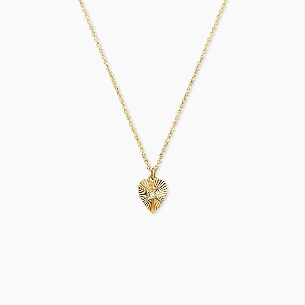 Collier Minie Argent Dor&eacute; A L'Or 750/1000 Oxyde De Zirconium - F&ecirc;te des m&egrave;res Femme | Histoire d&rsquo;Or
