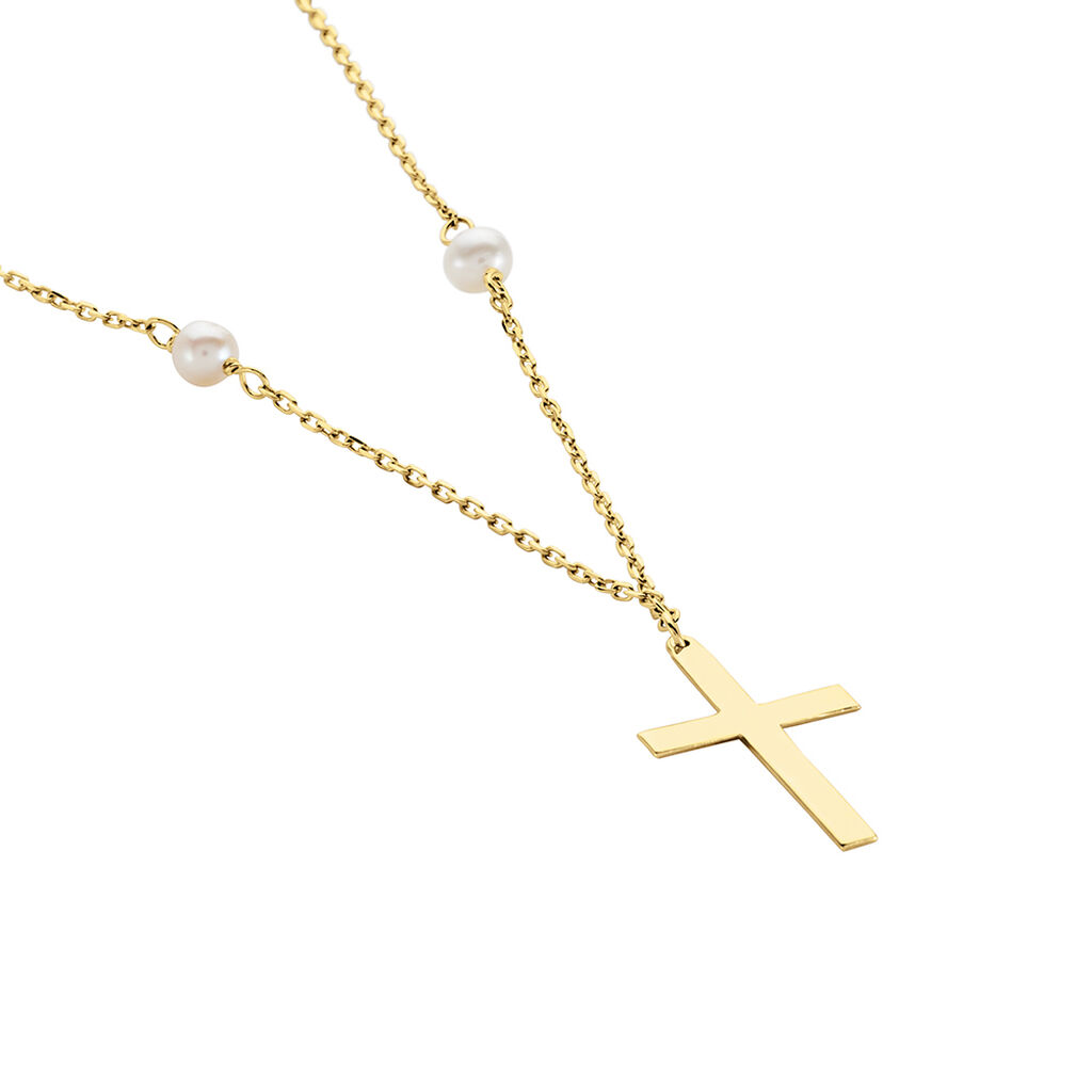 Collier Elsabeth Or Jaune Perle De Culture - Pendentifs Baptême Famille | Histoire d’Or
