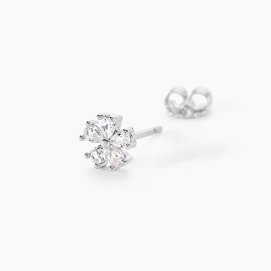 Boucles D'oreilles Puces Gisabel Argent Blanc Oxyde De Zirconium - Boucles d'oreilles fantaisie Femme | Histoire d&rsquo;Or