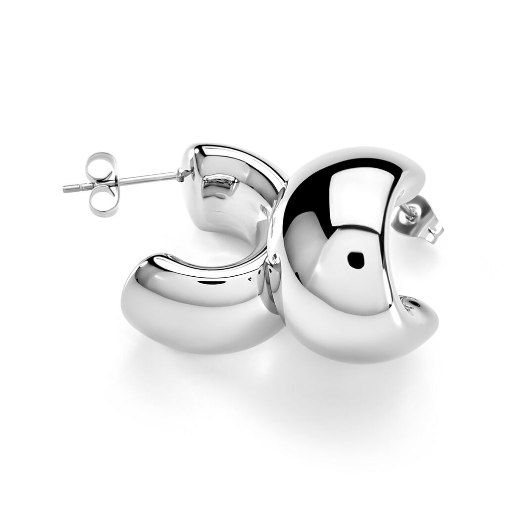 Cr&eacute;oles Riga Acier Blanc Sans Pierre - Boucles d'oreilles cr&eacute;oles Femme | Histoire d&rsquo;Or