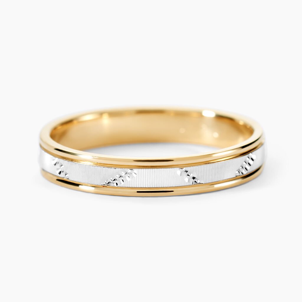 Alliance Or Bicolore Jaune / Blanc Tyssia - Alliances Unisex | Histoire d&rsquo;Or