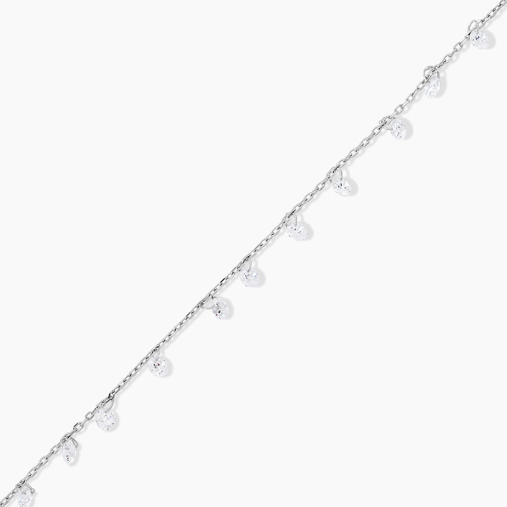 Cha&icirc;ne De Cheville Carolaine Argent Blanc Oxyde De Zirconium - Cha&icirc;nes de cheville Femme | Histoire d&rsquo;Or