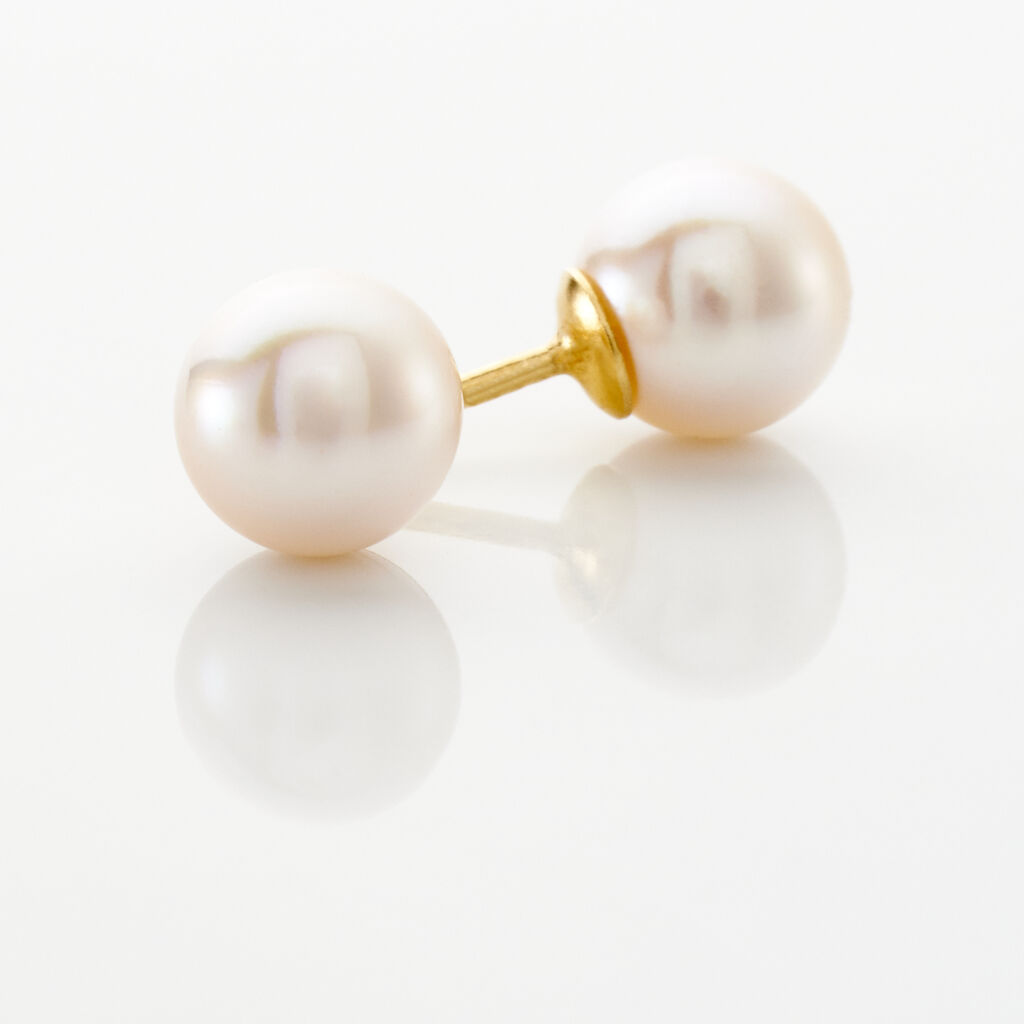 Boucles D'oreilles Puces Akoya Or Jaune Perle De Culture D'akoya - Clous d'oreilles Femme | Histoire d’Or
