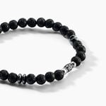 Bracelet Acier Hugueso Agates Noires - Bracelets Unisex | Histoire d&rsquo;Or