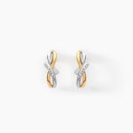 Boucles D'oreilles Puces Soukayna Or Bicolore Diamant - Clous d'oreilles Femme | Histoire d&rsquo;Or