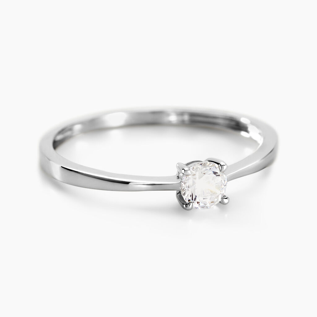 Bague Solitaire Abriel Or Blanc Oxyde De Zirconium - Bagues solitaires Femme | Histoire d’Or