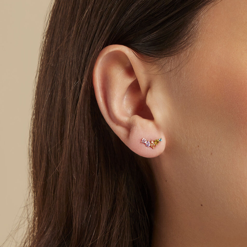 Boucles D'oreilles Puces Archelaus Or Jaune Oxyde De Zirconium - Clous d'oreilles Femme | Histoire d’Or