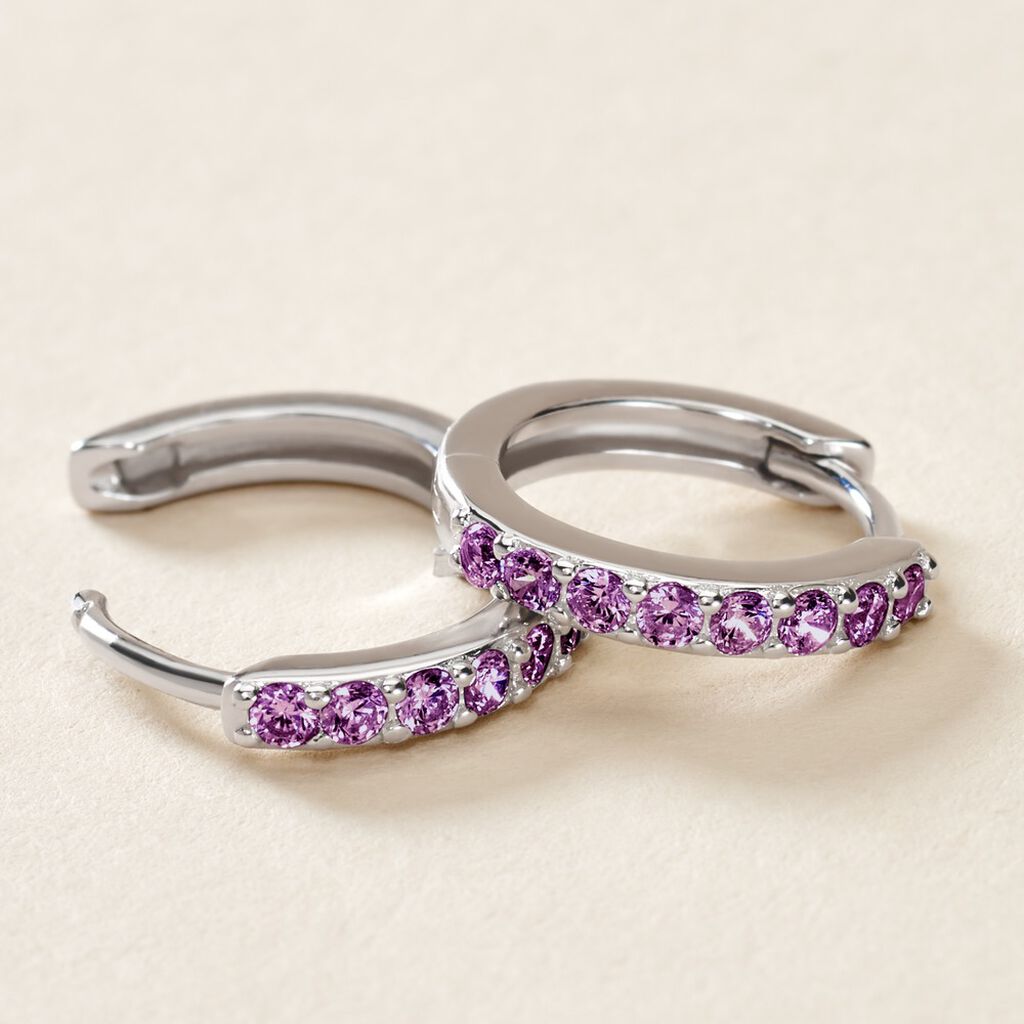 Créoles Rio Argent Blanc Oxyde De Zirconium - Boucles d'oreilles créoles Femme | Histoire d’Or