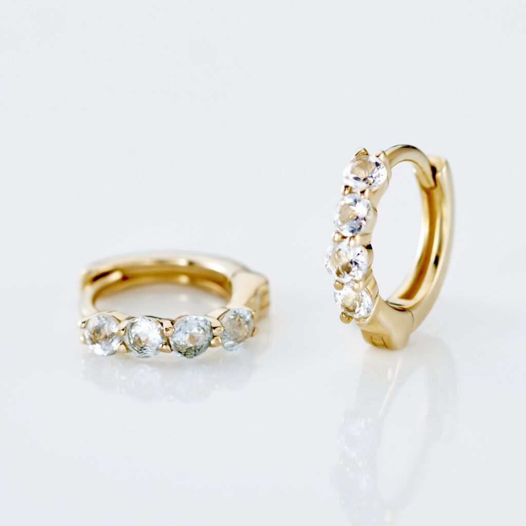 Créoles Leatrice Or Jaune Topaze Bleu Sky - Boucles d'oreilles créoles Femme | Histoire d’Or