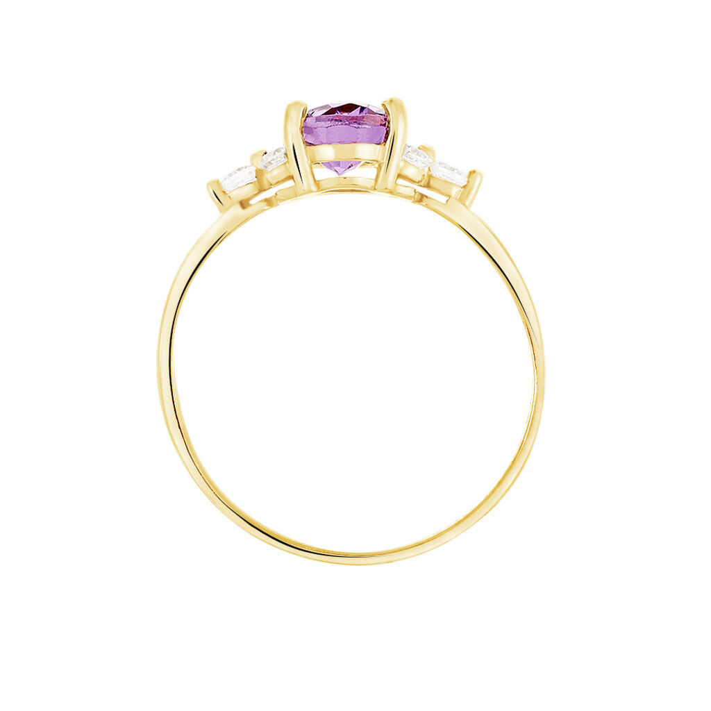 Bague Anaid Or Jaune Amethyste Et Oxyde De Zirconium - Bagues solitaires Femme | Histoire d&rsquo;Or