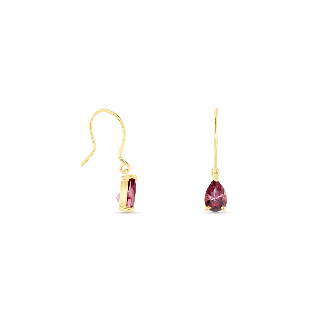 Boucles D'oreilles Puces Rhodolite Fever Or Jaune Rhodolite - Boucles d'oreilles pendantes Femme | Histoire d’Or