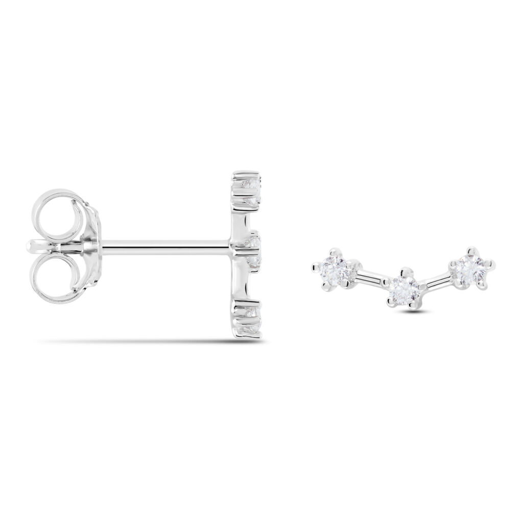 Boucles D'oreilles Puces Allegra Argent Blanc Oxyde De Zirconium - Boucles d'oreilles fantaisie Femme | Histoire d’Or