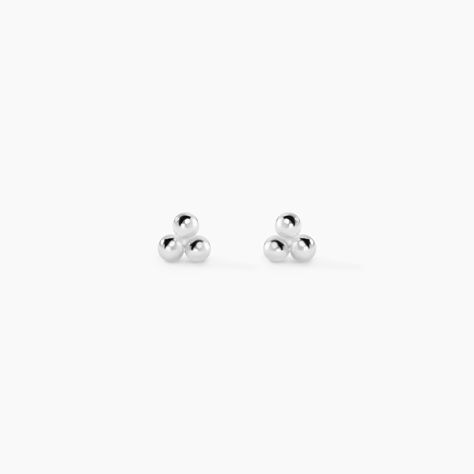 Boucles D'oreilles Puces Ina Argent Blanc - Boucles d'oreilles fantaisie Femme | Histoire d&rsquo;Or