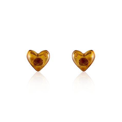 Boucles D'oreilles Puces Argent Blanc Nida Ambre - Boucles d'oreilles fantaisie Femme | Histoire d’Or