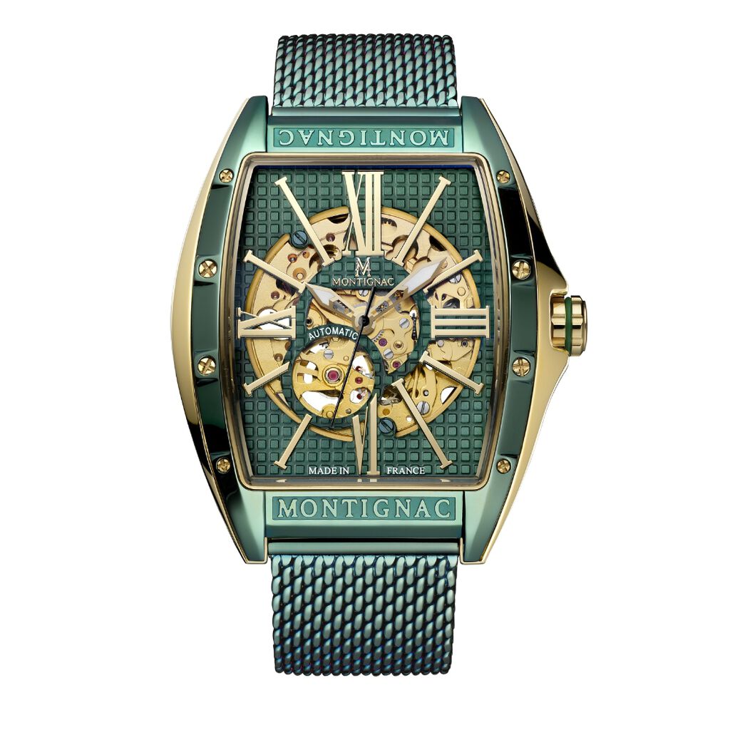 Montre Montignac Tonneau Automatique Vert - Montres Homme | Histoire d’Or
