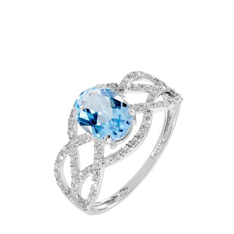 Bague Tina Or Blanc Topaze Et Diamant - Bagues solitaires Femme | Histoire d&rsquo;Or