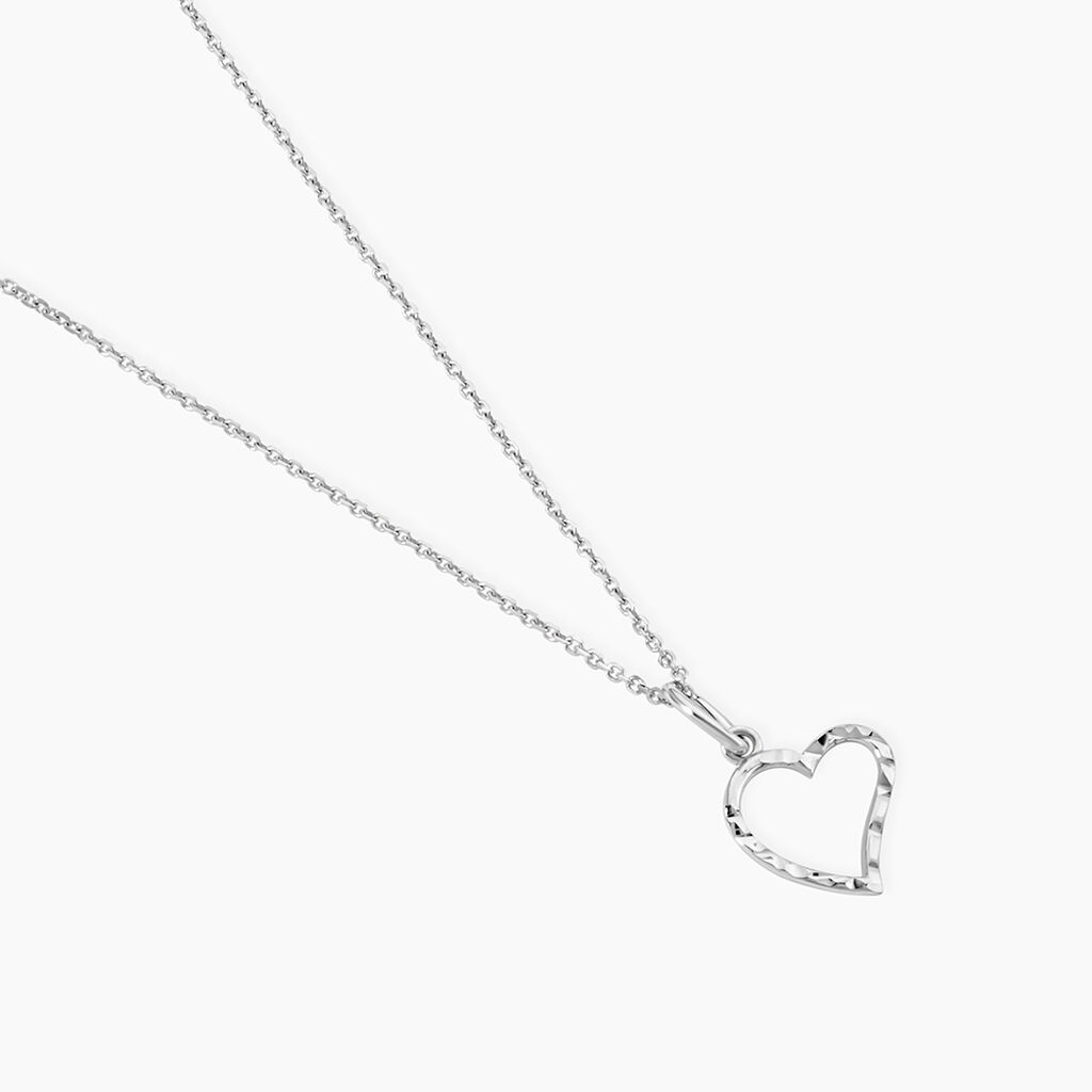 Pendentif Heck Coeur Strie Or Blanc - F&ecirc;te des m&egrave;res Femme | Histoire d&rsquo;Or